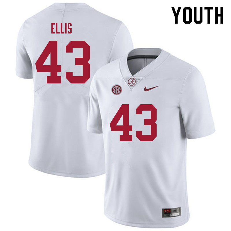 Alabama Crimson Tide Youth Robert Ellis #43 White NCAA Nike Authentic Stitched 2021 College Football Jersey DI16Z02AJ